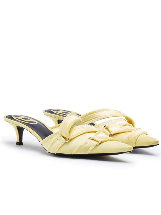 Diesel Shoes - Diesel Pale Yellow Pointed Slip-On Kitten Heel Mules